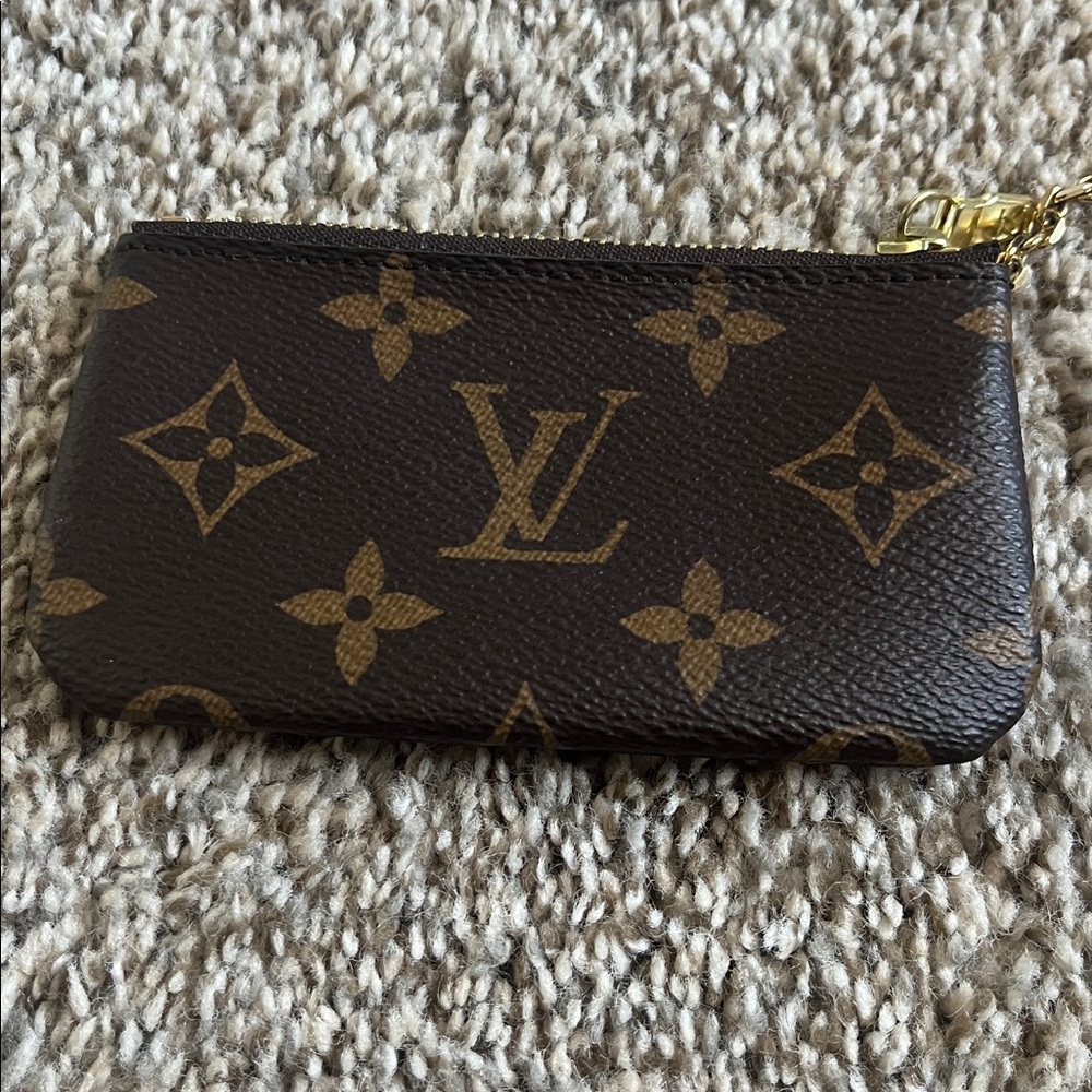 Louis Vuitton Brown Monogram Key Pouch with Gold Chain - Picture 2 of 7
